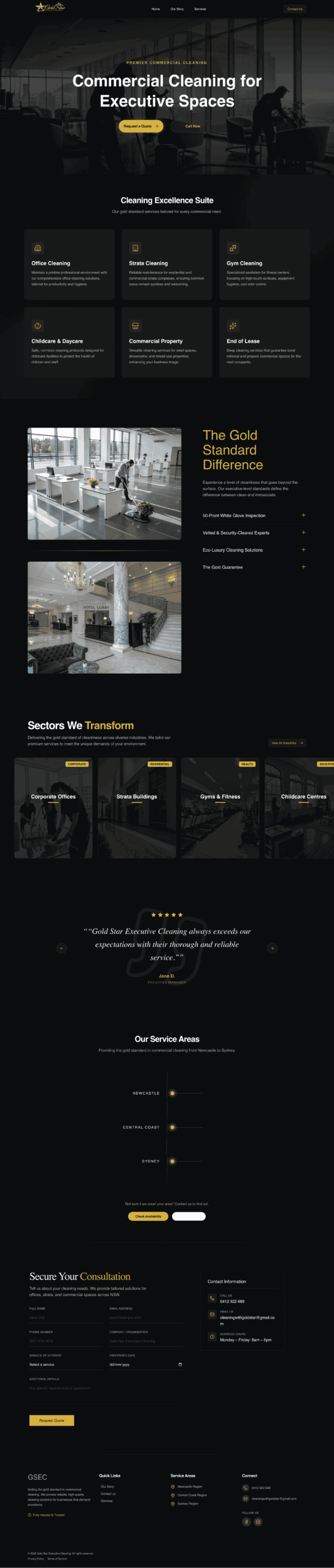 Gold Star Executive Cleaning website preview