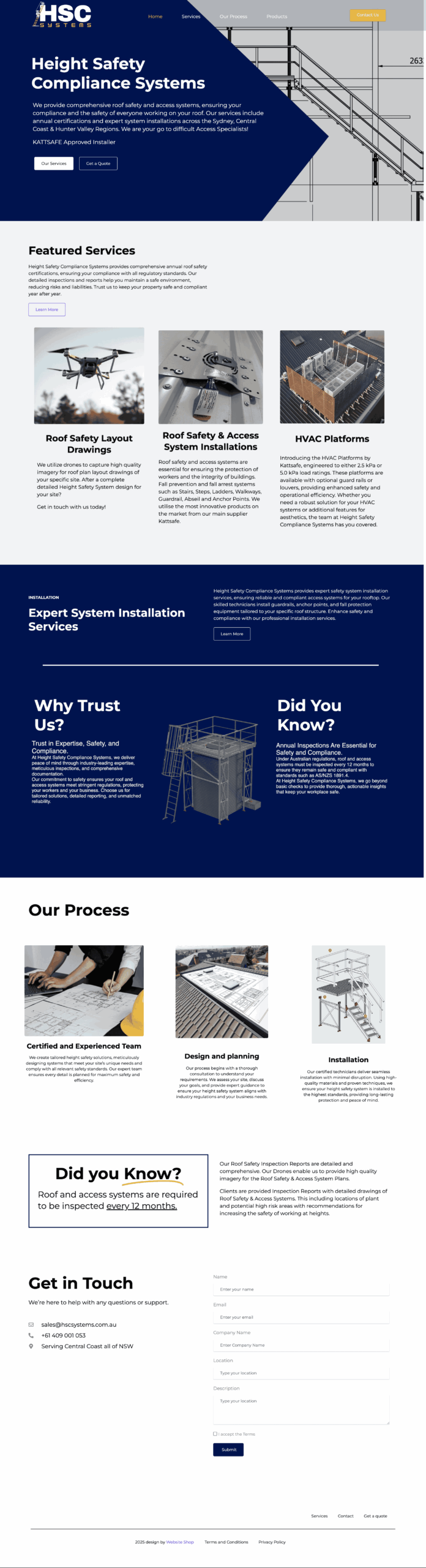 Height Safety Compliance Systems website preview