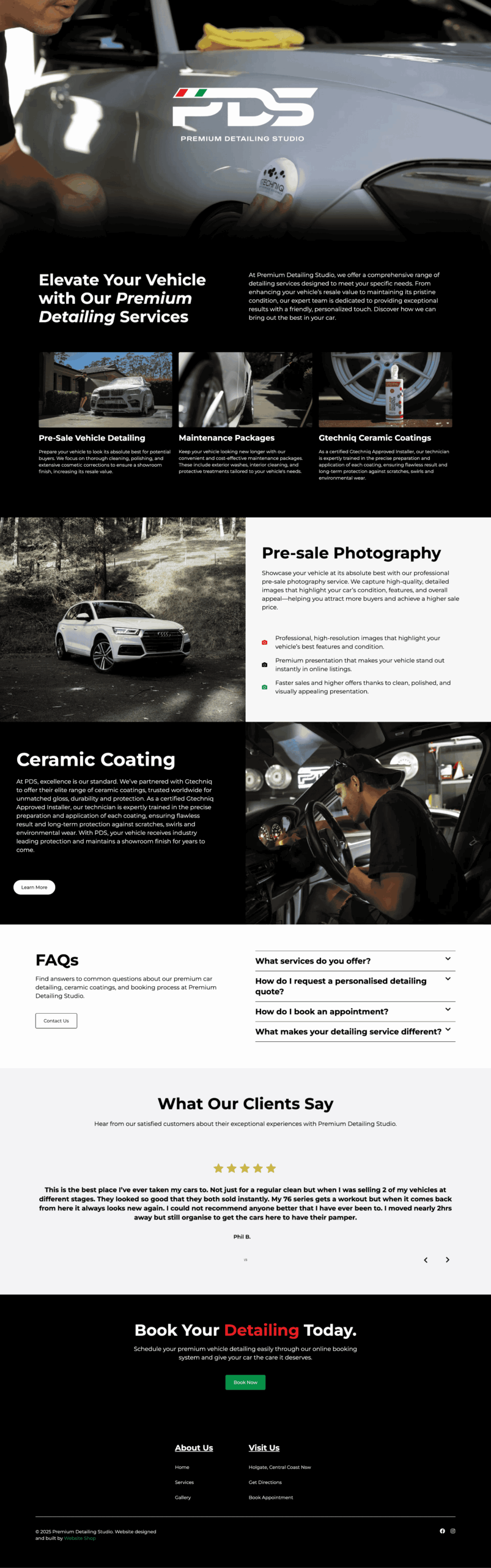 Premium Detailing Studio website preview
