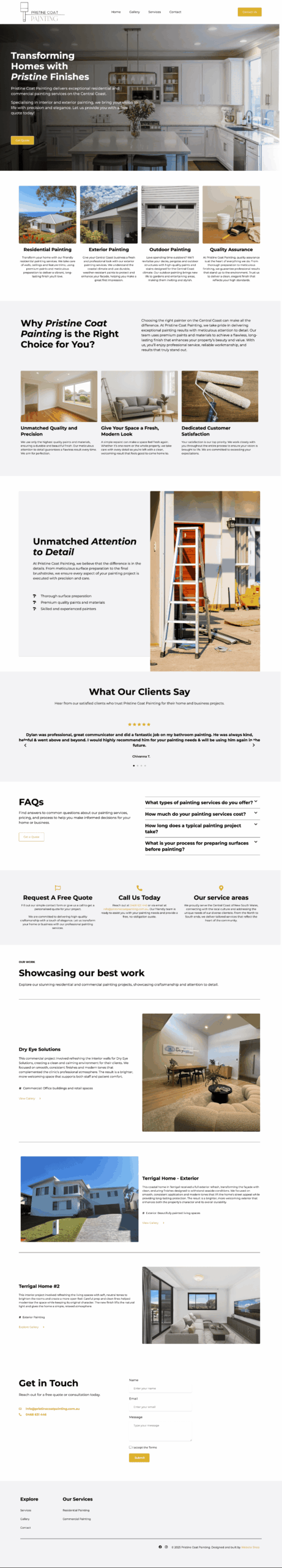 Pristine Coat Painting website preview